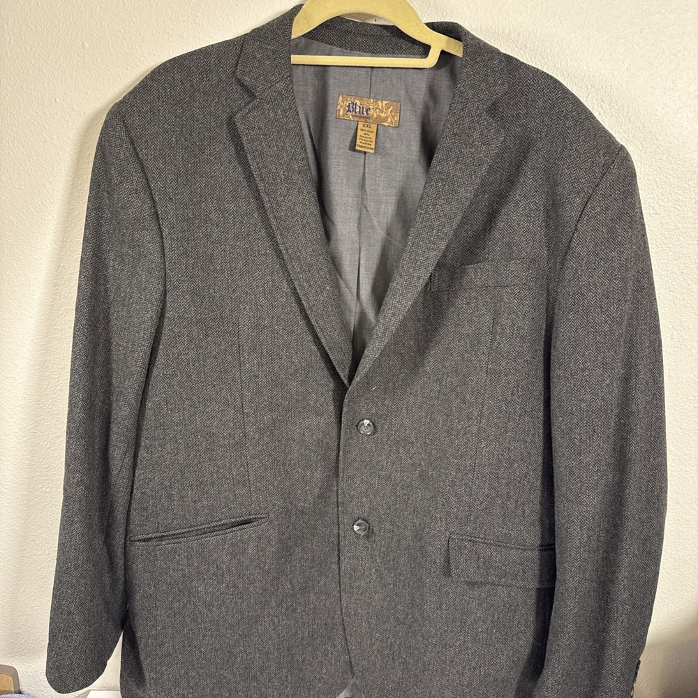 Pronto Uomo Soft Tweed‎ Blazer Mens Sz XXL (46-48R) Wool Blend Gray Herringbone